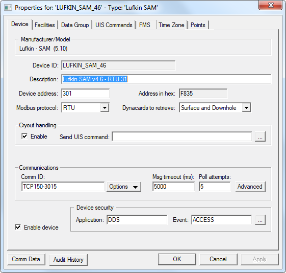 Lufkin SAM EIE – Device Page Lufkin SAM EIE – Device Page